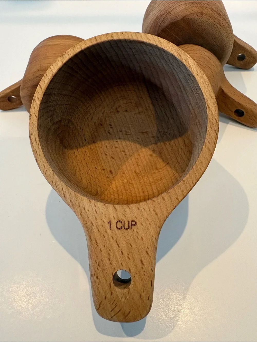 Wood Measuring Cups Set of 4 Nesting Stackable Rustic